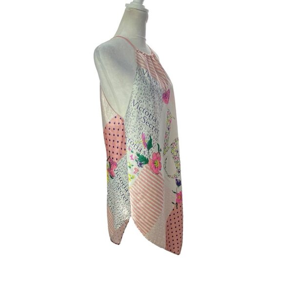 VICTORIA'S SECRET Women Hankerchief Chemise Size L Patchwork Butterfly 35-6 - Picture 4 of 12